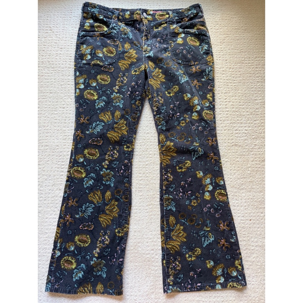 Pilcro Anthropologie The Icon Flare Corduroy Pants 34 Botanical Whimsigoth Boho